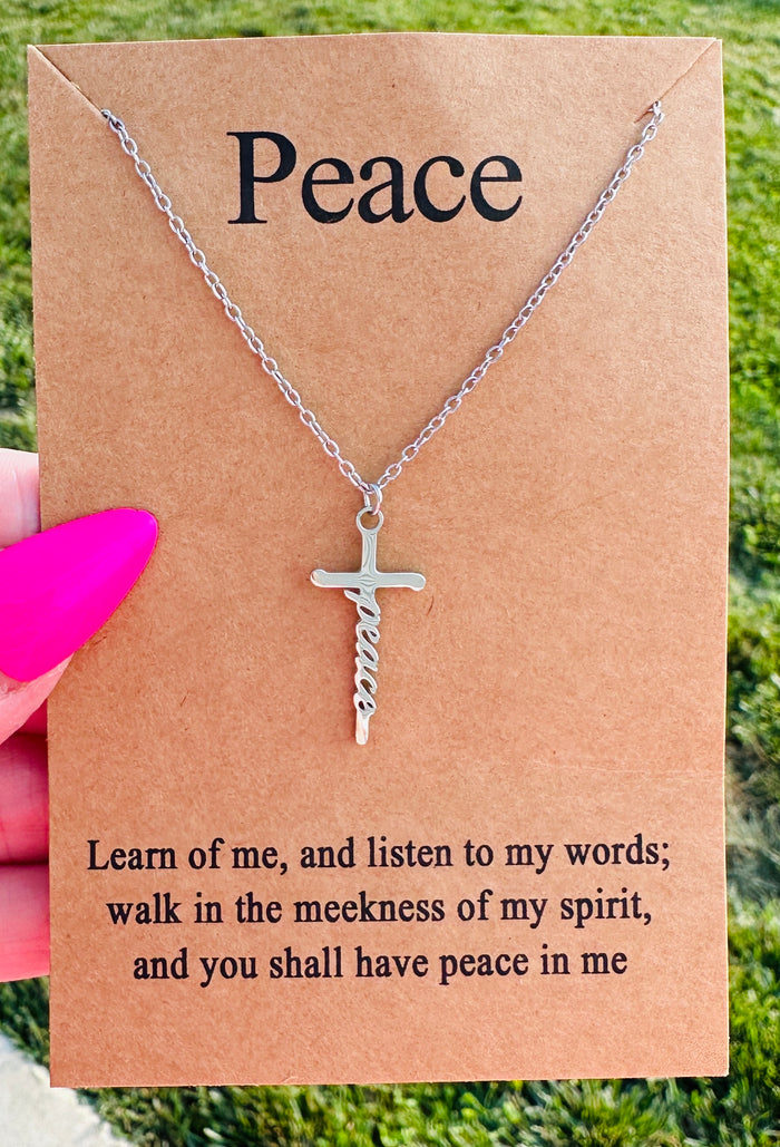 Waterproof Peace Cross Necklace