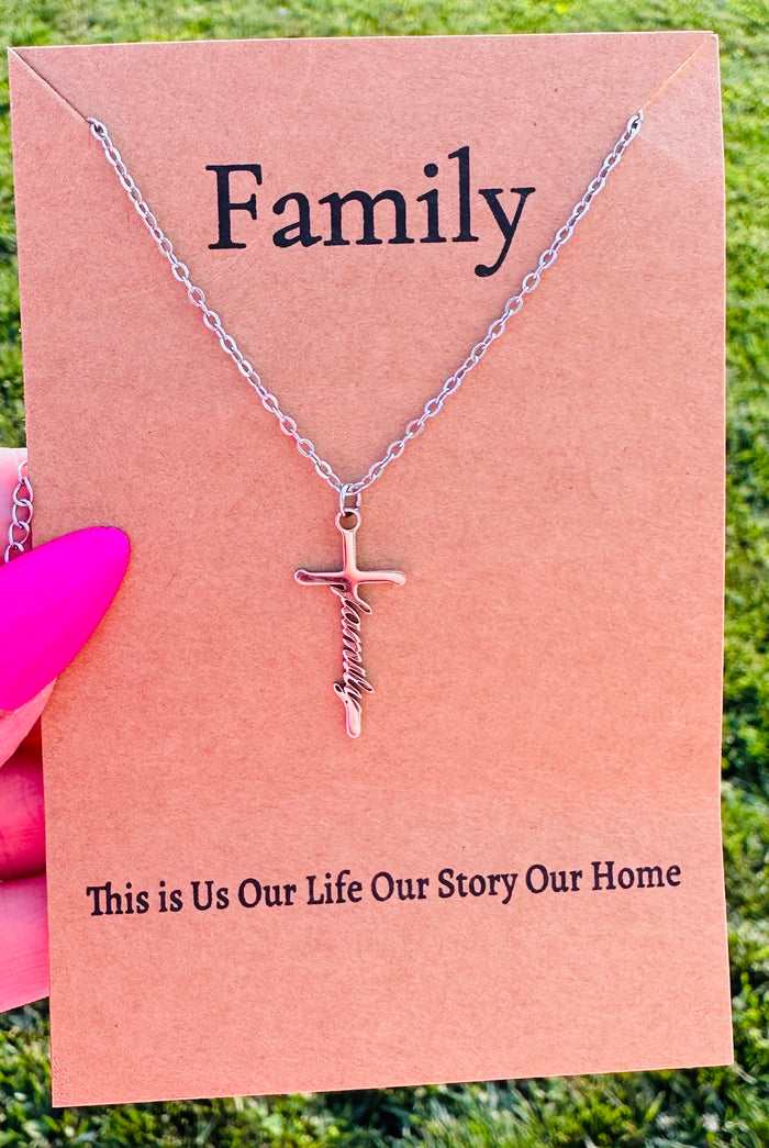 Waterproof Family Cross Necklace