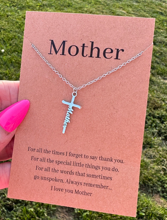 Waterproof Mother Cross Necklace