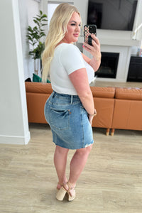 Judy Blue Carol High Rise Rigid Magic Denim Skirt