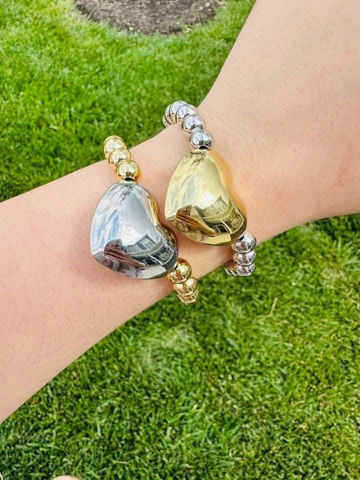 Golden Heartbeat Mixed Metal Bracelet- Two Colors