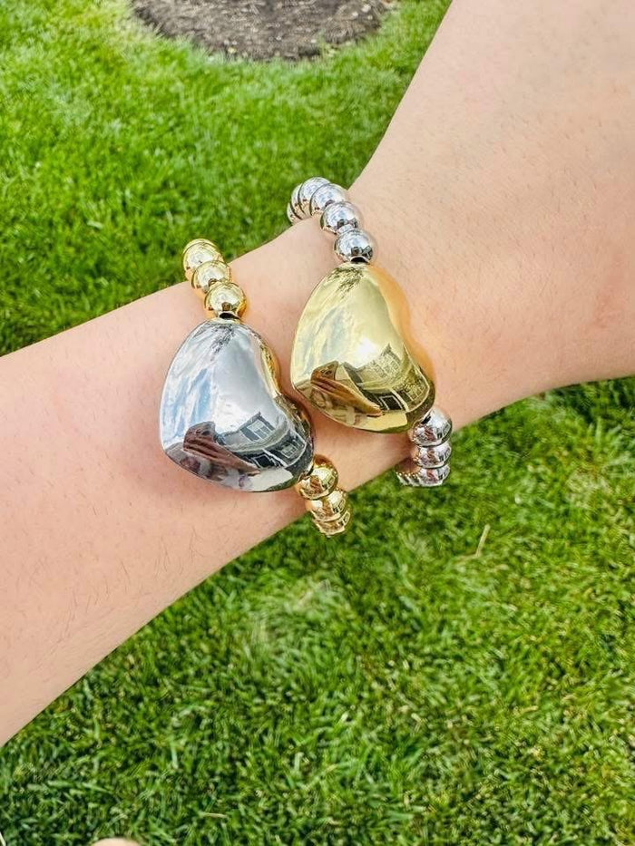 Golden Heartbeat Mixed Metal Bracelet- Two Colors