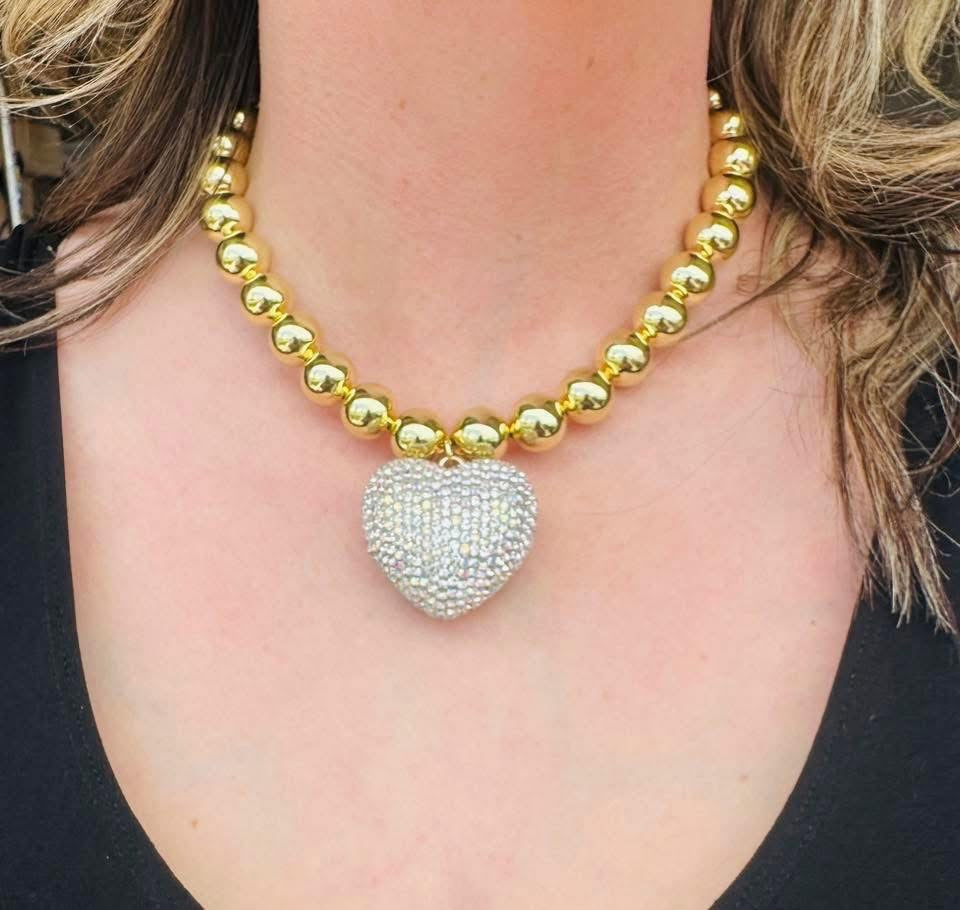 Silver Crush Chunky Heart Necklace