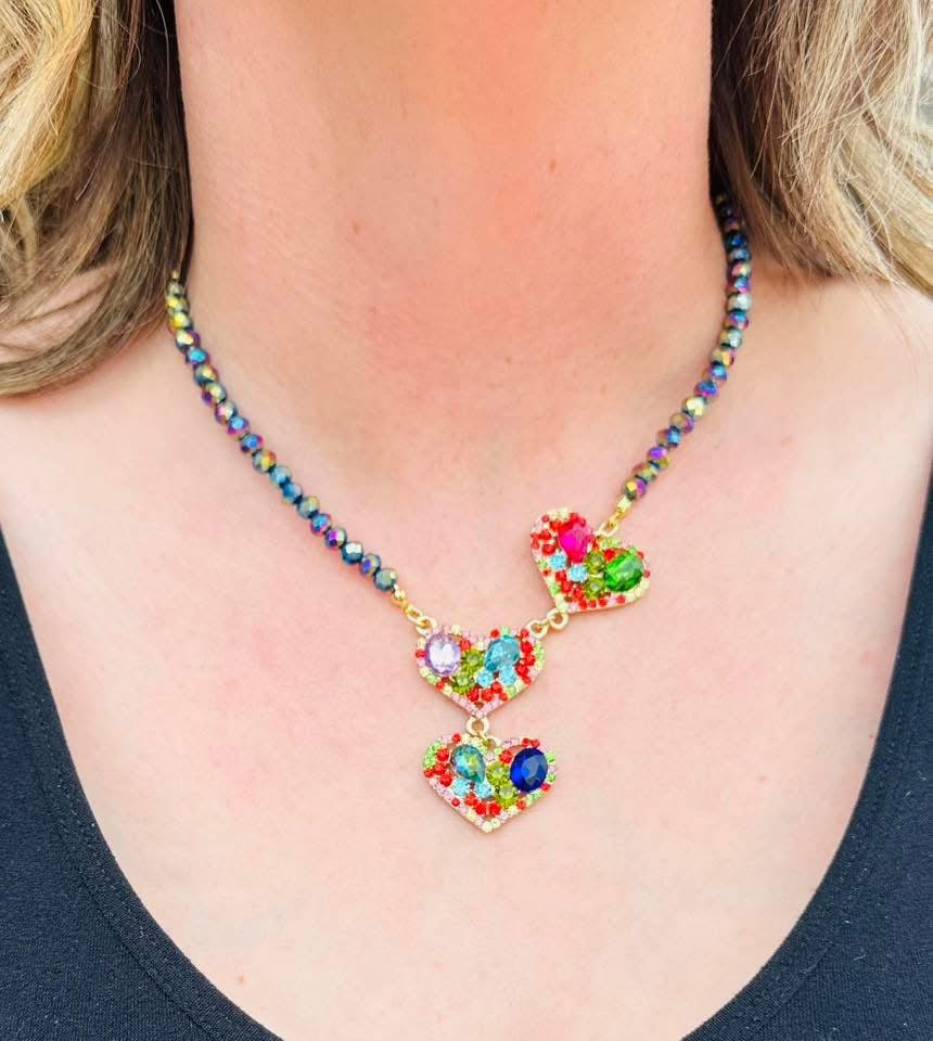 Candy Hearts Triple Heart Necklace