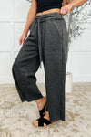 In or Out Wide Leg Cropped Pants Ash Black
