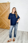 In the Rotation Exposed Seam Tee in Navy