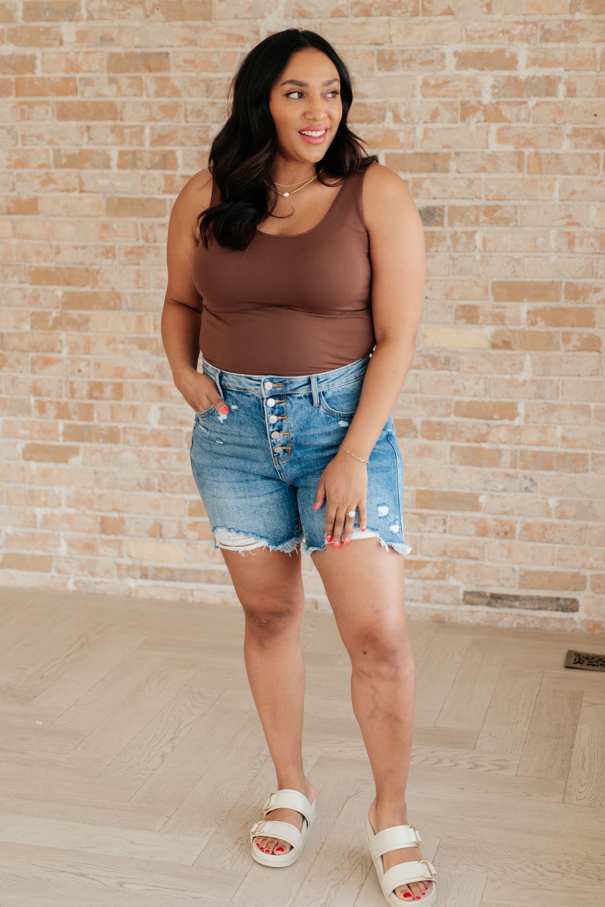 Judy Blue Kara High Rise Rigid Magic Button Fly Cutoff Shorts