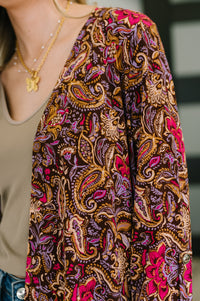 Lizzy Cardigan in Chocolate Paisley
