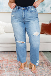 Judy Blue Nora High Rise Rigid Magic Destroy Slim Straight Jeans