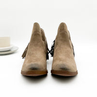 Braxton Western Fringe Ankle Boot in Taupe
