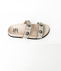 Briallen Western Studded Pearl Sandal in Cream