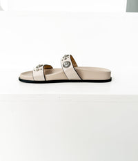 Briallen Western Studded Pearl Sandal in Cream