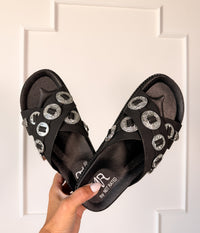 Calanthe Western Concho Sandal in Black