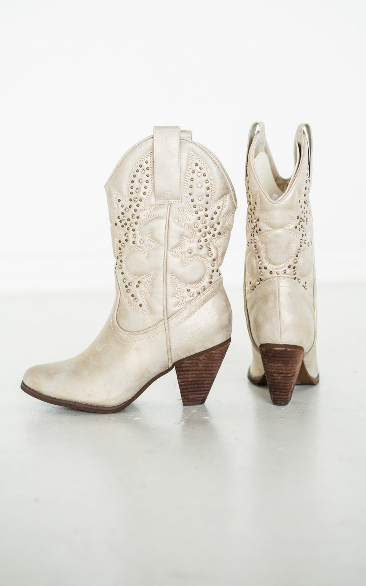 Houston Studded Boots in Champagne