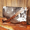 Large Leather Box Handbag w/ hair Hide Flap