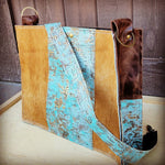 Box Handbag w/  Turquoise Metallic no fringe