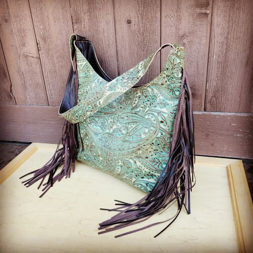 Montana Hobo Handbag Turquoise Brown Paisley