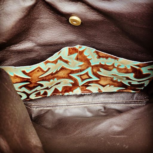 Montana Leather Hobo Handbag in Turquoise Laredo
