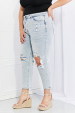 VERVET Stand Out Full Size Distressed Cropped Jeans