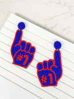PREORDER: #1 Go Team Foam Finger Beaded Dangle Earrings in Assorted Colors