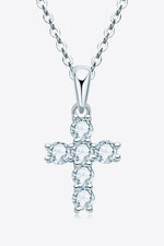 925 Sterling Silver Cross Moissanite Pendant Necklace