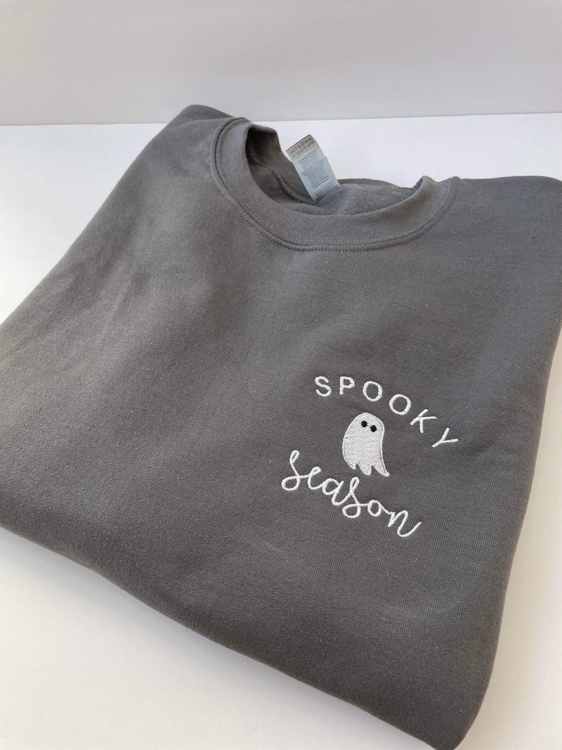 PREORDER: Spooky Season Embroidered Sweatshirt in Two Colors