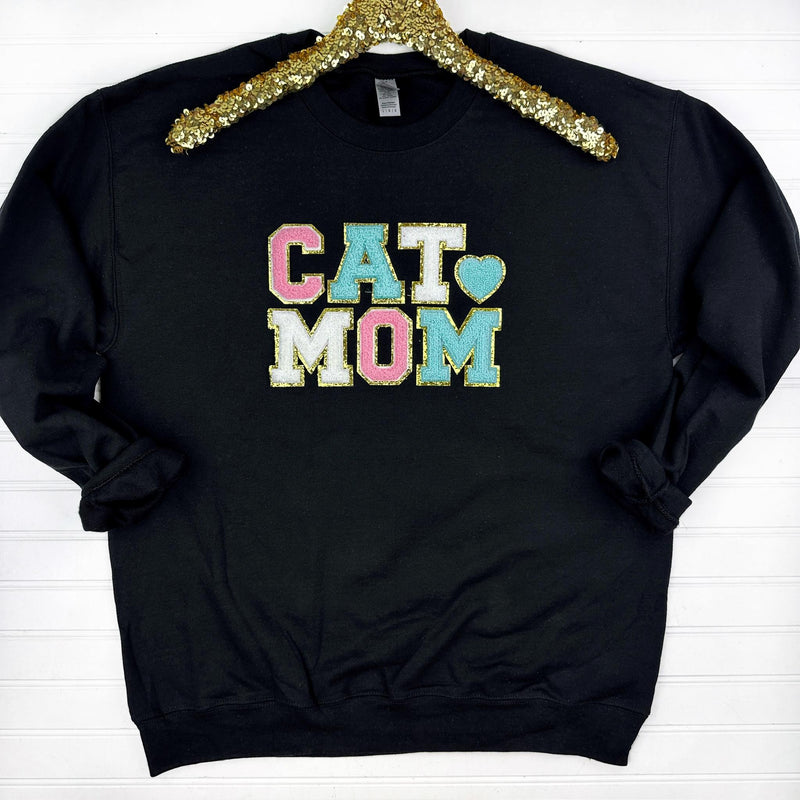 PREORDER: Cat Mom Chenille Patch Sweatshirt