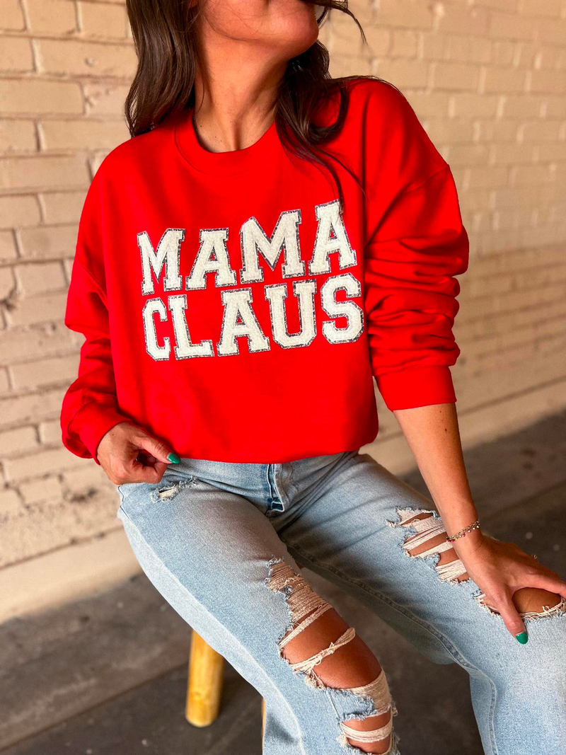 PREORDER: Mama Claus Sweatshirt in Red