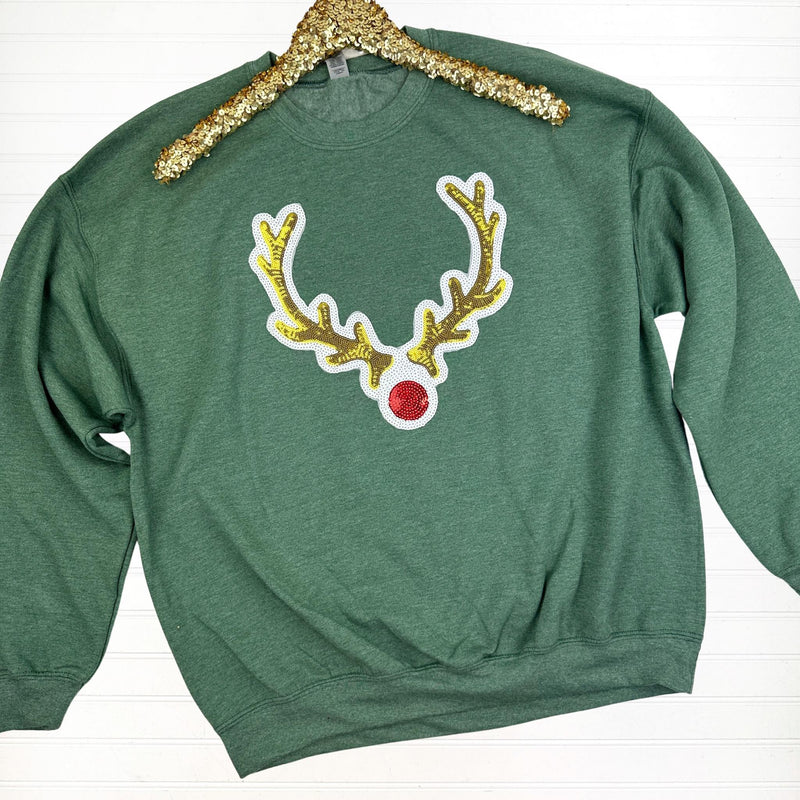 PREORDER: Reindeer Sequin Patch Sweatshirt