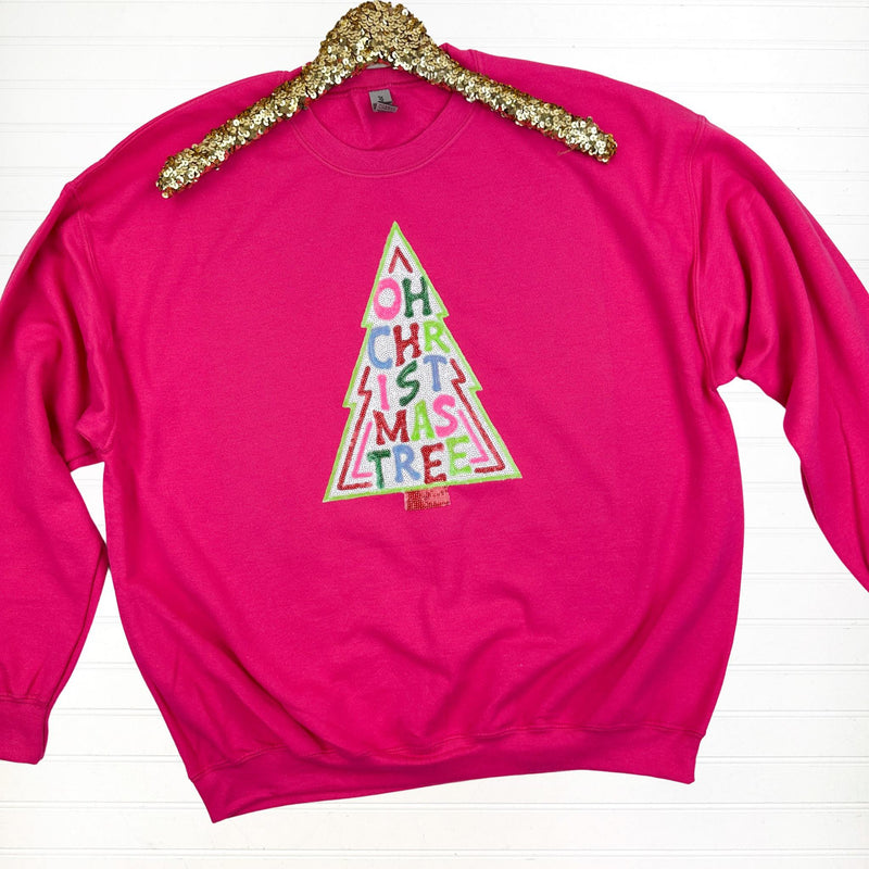PREORDER: Oh Christmas Tree Sequin Patch Sweatshirt