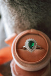 Kiss Me Emerald Stone Pear Cut Sterling Silver Ring