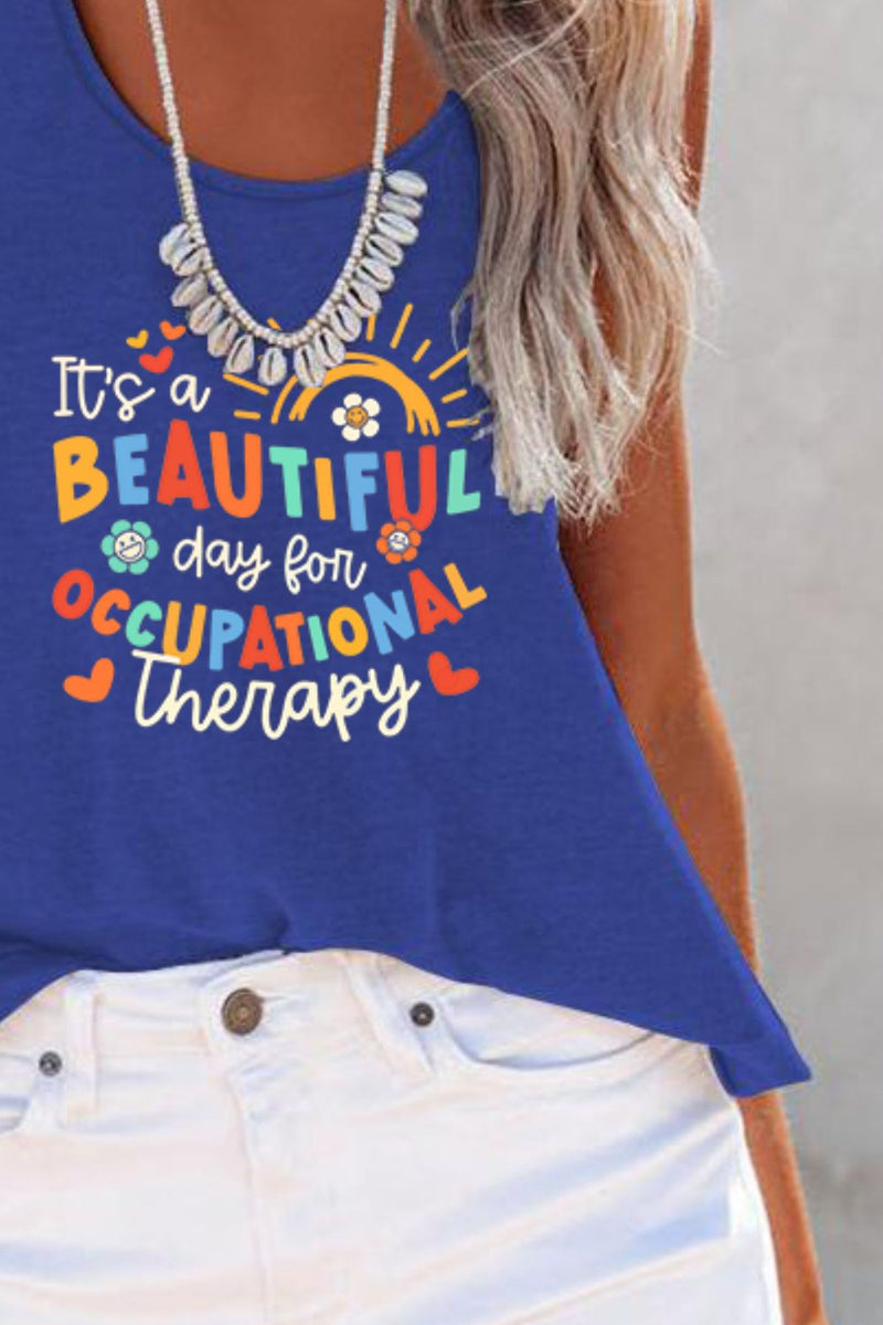 Full Size Letter Graphic Scoop Neck Tank