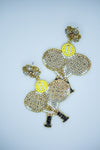 Doubles Tennis Racket Seed Bead Earrings in Silver and Gold