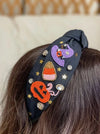 PREORDER: Halloween Scene Embellished Top Knot Headband in Two Colors