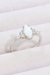 Opal and Zircon Platinum-Plated Ring