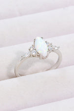 Opal and Zircon Platinum-Plated Ring