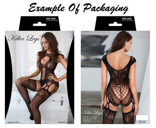 Faux Lace-Up Long Sleeve Fishnet Bodysuit