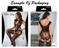 Faux Lace-Up Long Sleeve Fishnet Bodysuit
