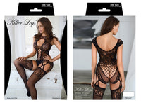 Sensual Stripes Fishnet Dress with Cuffs