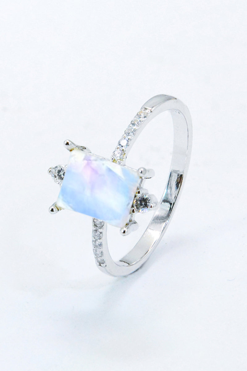 925 Sterling Silver Square Moonstone Ring
