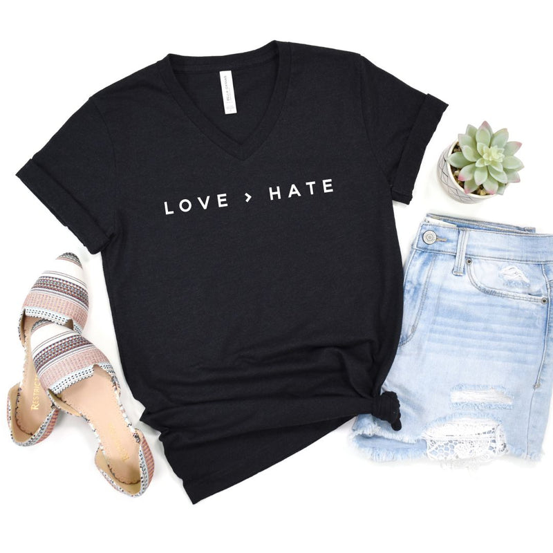 PREORDER: Love > Hate V-Neck Graphic Tee
