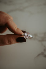 Jady Pear Cut Pink Gemstone Sterling Silver Ring
