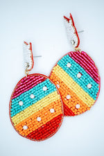 Easter Bunny Stud Egg Drop Seed Bead Earrings in Multi-Color