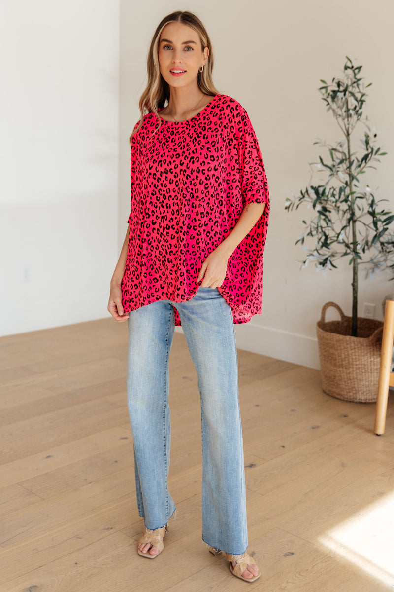 Essential Blouse in Hot Pink Leopard