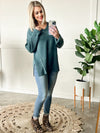 11.29 V Neck Knit Sweater In Dusty Teal