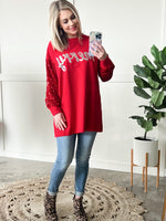 12.1 Merry Sequin Detailed Pullover In Holiday Red
