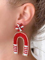PREORDER: Game Day Beaded Arch Dangle Earrings in Assorted Colors