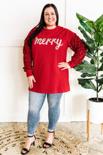 12.1 Merry Sequin Detailed Pullover In Holiday Red