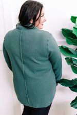 11.6  Collared Long Sleeve Thermal Knit Top In Teal