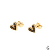 CZ Diamonds Hearts Dainty Stud Earrings - Black